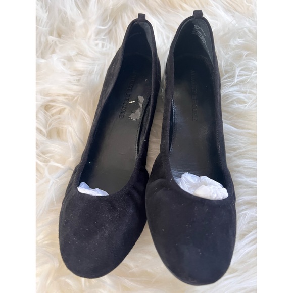 Audrey Brooke Shoes Audrey Brooke Black Suede Leather Ballerina Ballet Flats Hidden Wedge